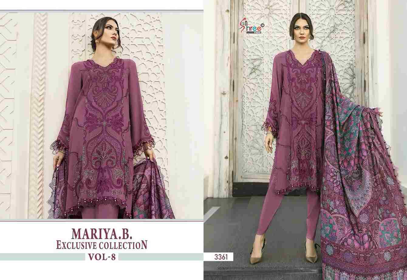 Mariya.B. Exclusive Collection Vol-8 By Shree Fabs 3361 To 3364 Series Designer Pakistani Suits Beautiful Fancy Stylish Colorful Party Wear & Occasional Wear Pure Rayon Cotton With Embroidery Dresses At Wholesale Price